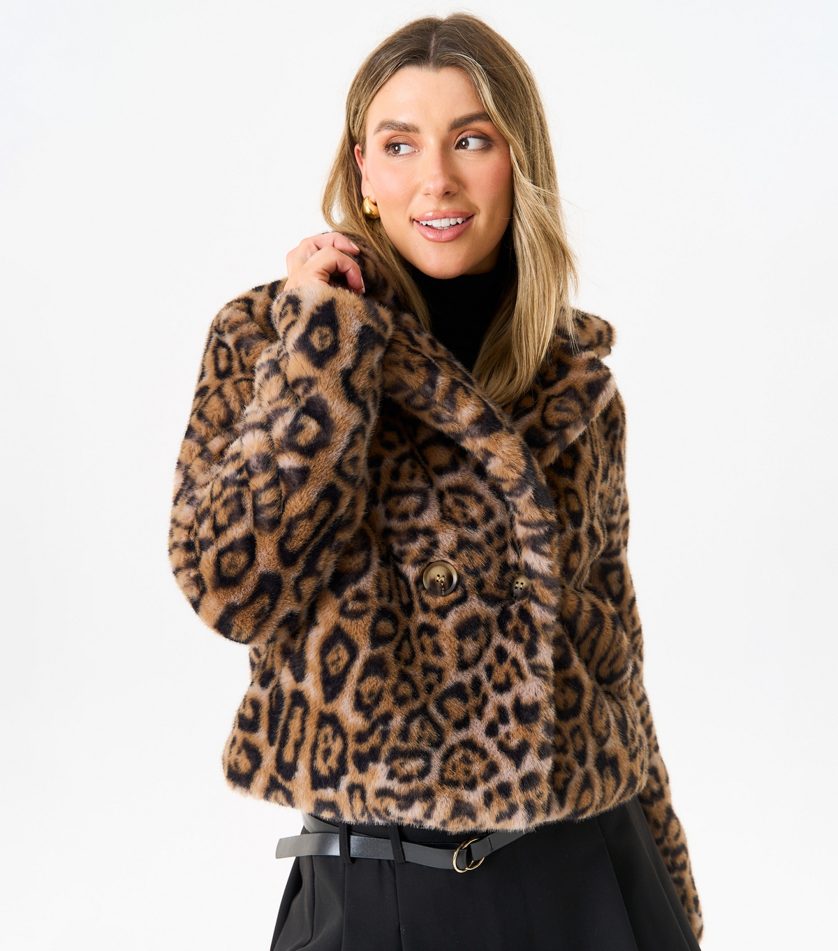 Women's Brown Leopard Print Faux Fur Jacket Gini London New Look