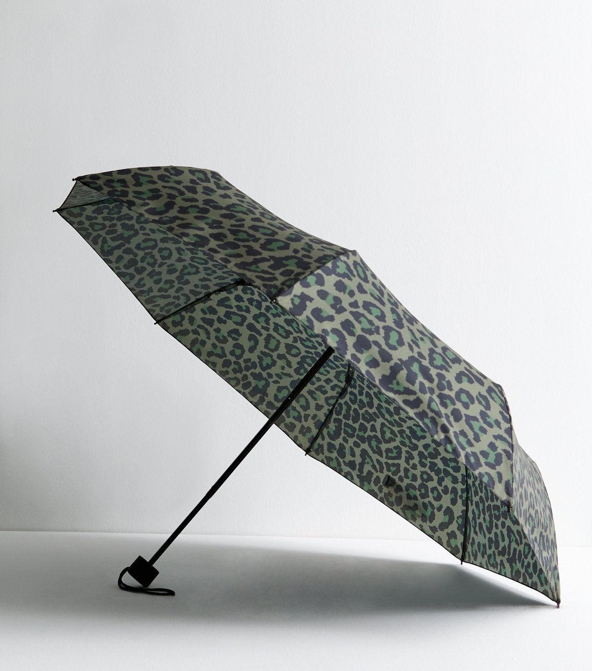 Khaki Leopard Print Umbrella New Look