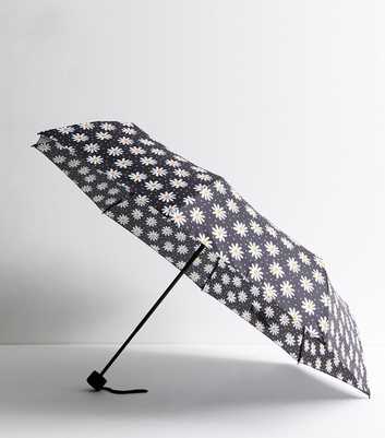 Black Daisy Print Umbrella