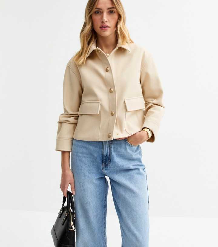 Cream Soft Cropped Shacket New Look