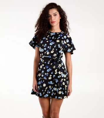 Blue Vanilla Black Floral Mini Dress