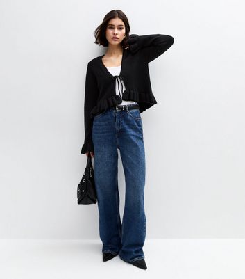 トップス andwang AND logo tie cardigan black AND logo tie cardigan