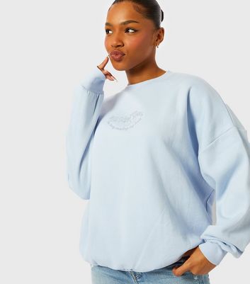 Blue embroidered sweatshirt sale