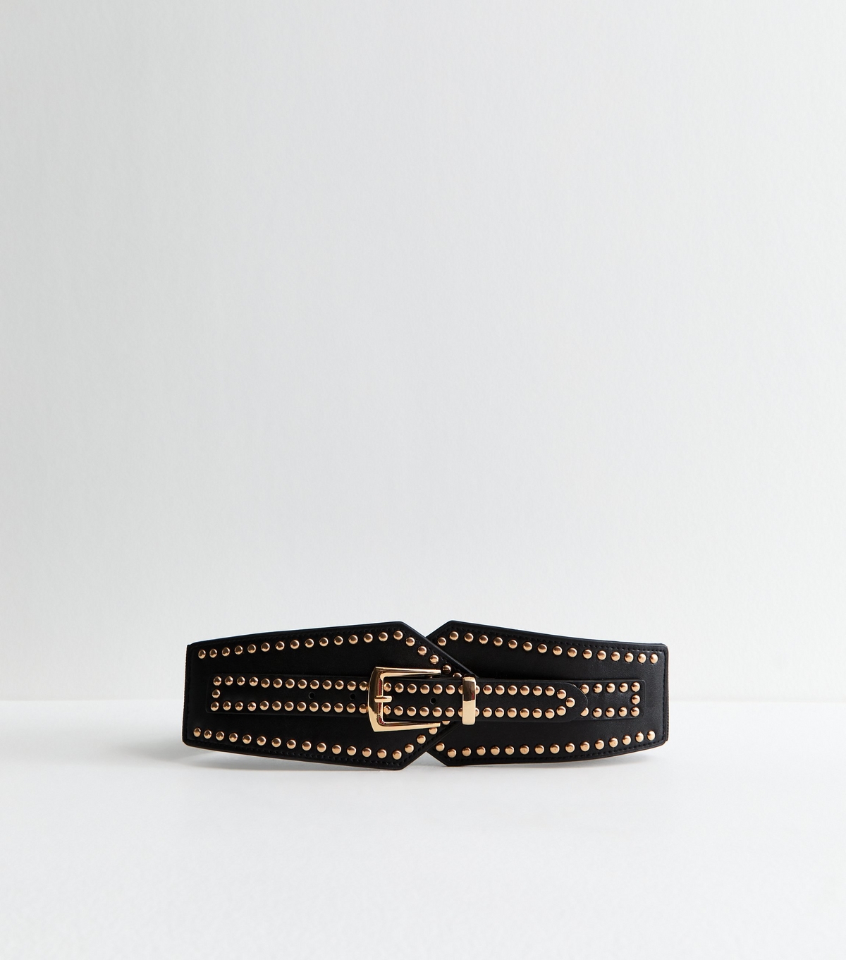 Black Faux Leather Studded Waist Belt New Look