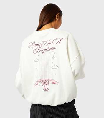 Skinnydip Cream Disney Embroidered Slogan Sweatshirt