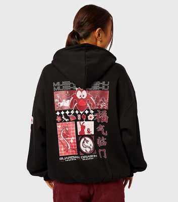 Skinnydip Black Mulan Mushu Print Hoodie