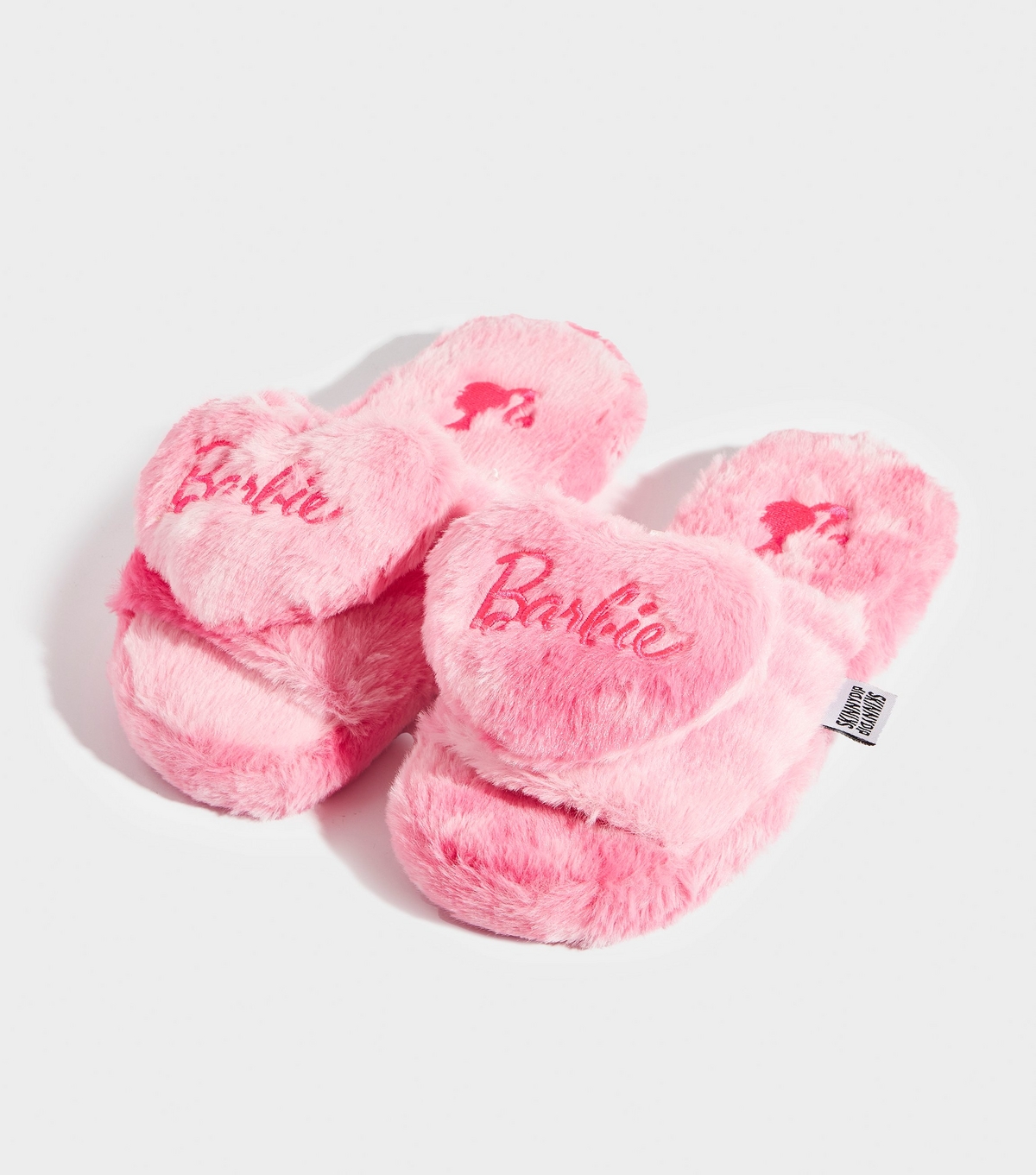 Women's Pink Barbie Faux Fur Open Toe Slippers Skinnydip New Look