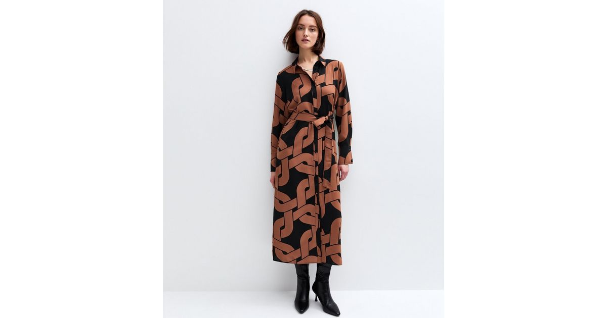 Pre-Styled Shirt Dress With Chain Detail
