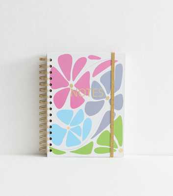 White Floral Print Notebook