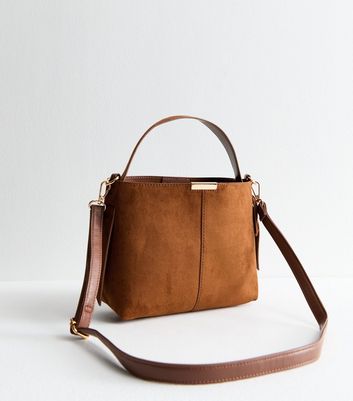 Tan Faux Suede Buckle Detail Shoulder Bag | New Look
