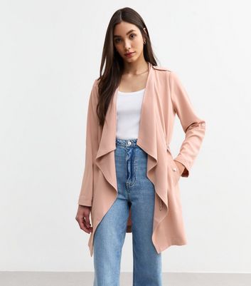 Outerwear Waterfall Coat Uk Pink Waterfall Hem Duster Jacket New Look
