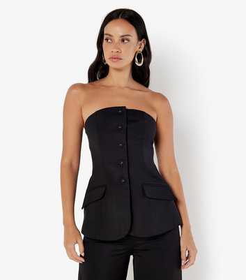 Apricot Black Tailored Strapless Bandeau Top 