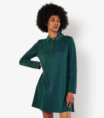 Apricot Green A-Line Mini Polo Shirt Dress