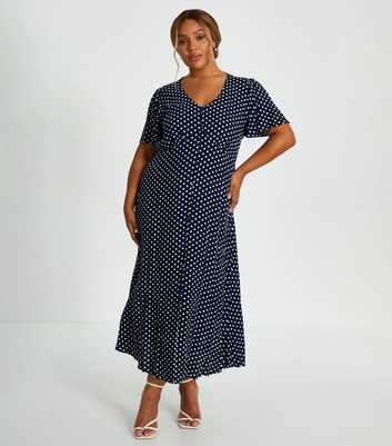 QUIZ Curves Polka Dot Jersey Midaxi Shift Dress 