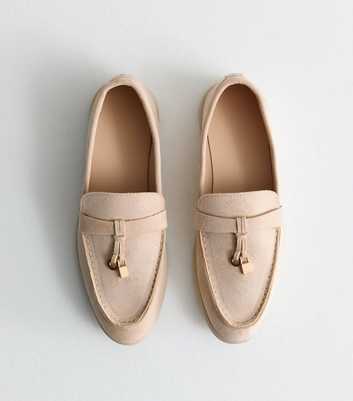 Truffle Off White Charm Tassel Suedette Loafers