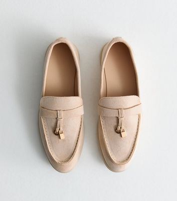 Truffle Off White Charm Tassel Suedette Loafers New Look