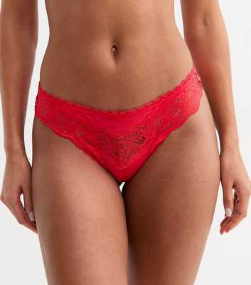 Red Lace Trimmed Micro Thong