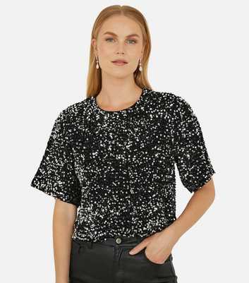 Mela Black Sequin Top 