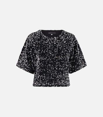 Black and white sequin top online