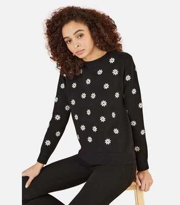 Yumi Black Embroidered Jumper