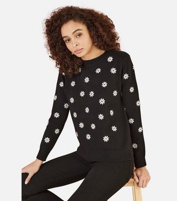 Yumi Black Embroidered Jumper New Look