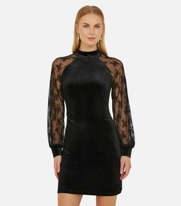 Yumi Black Lace Long Sleeve Mini Dress