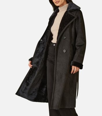 Black belted trench coat women's online