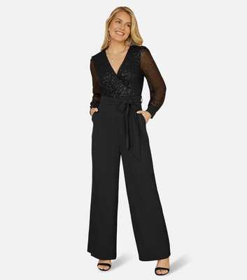 Yumi Black Sequin Wide Leg Jumpsuit