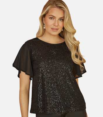 Yumi Black Sequin Embellished Top