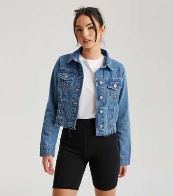 Urban Bliss Blue Raw Hem Denim Jacket 