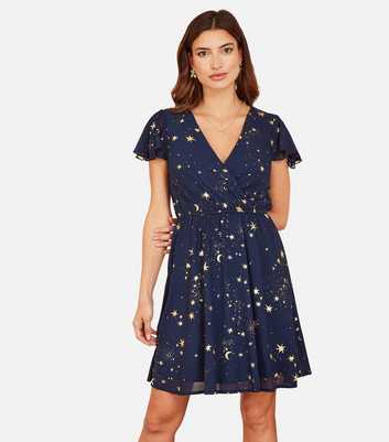 Mela Navy Star Wrap Mini Dress