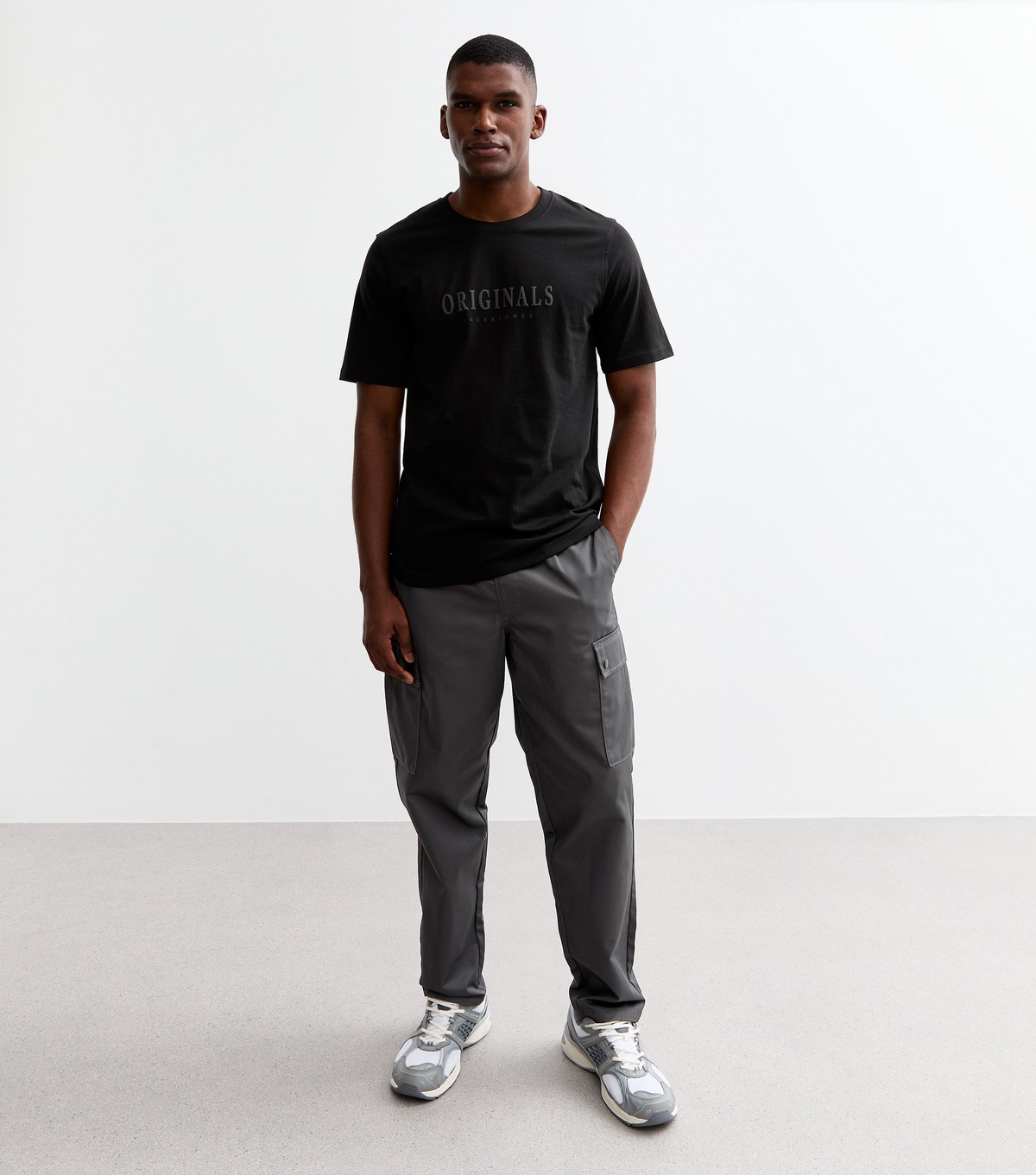 Men's Dark Grey Regular Cargo Joggers Jack & Jones New Look