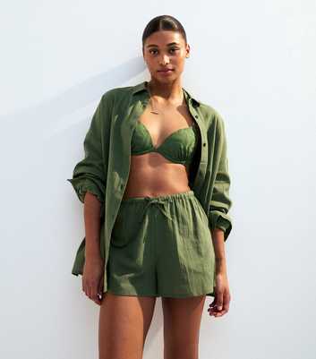 Green Textured Beach Shirt