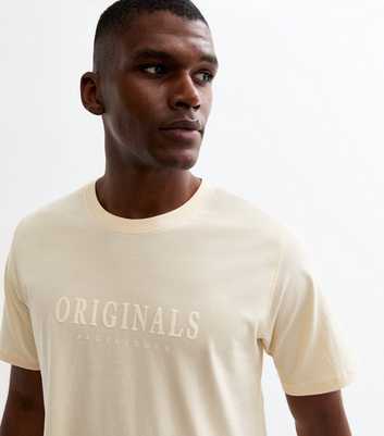 Jack & Jones Cream Slim Branded Jersey T-Shirt