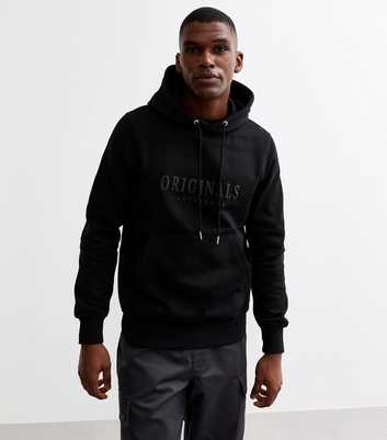 Jack & Jones Black Regular Logo Embroidered Hoodie