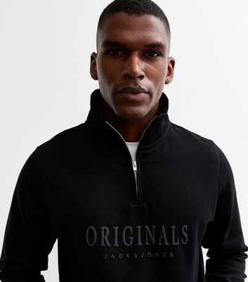 Jack & Jones Black Regular Logo Embroidered Sweatshirt