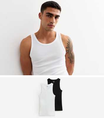 2 Pack of Slim Ribbed Cotton Vest Tops 