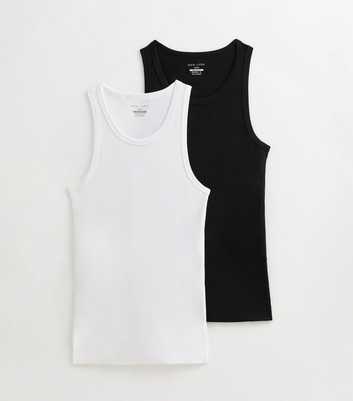 2 Pack of Slim Ribbed Cotton Vest Tops 