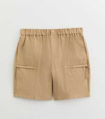 Light Brown Ripstop Cargo Zip Pocket Shorts