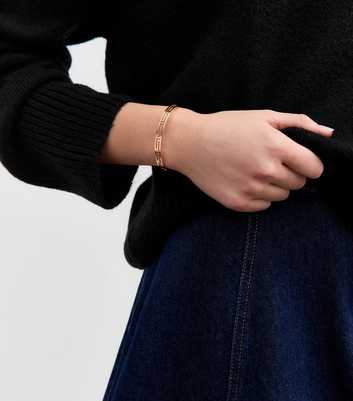 Gold Tone Geometric Cutout Cuff Bracelet