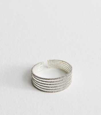 Silver Tone Diamanté Embellished Wide Cuff