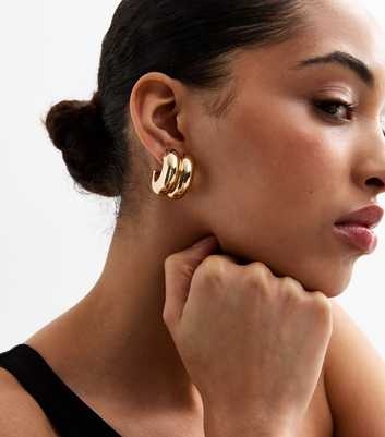 Gold Tone Double Hoop Earrings 