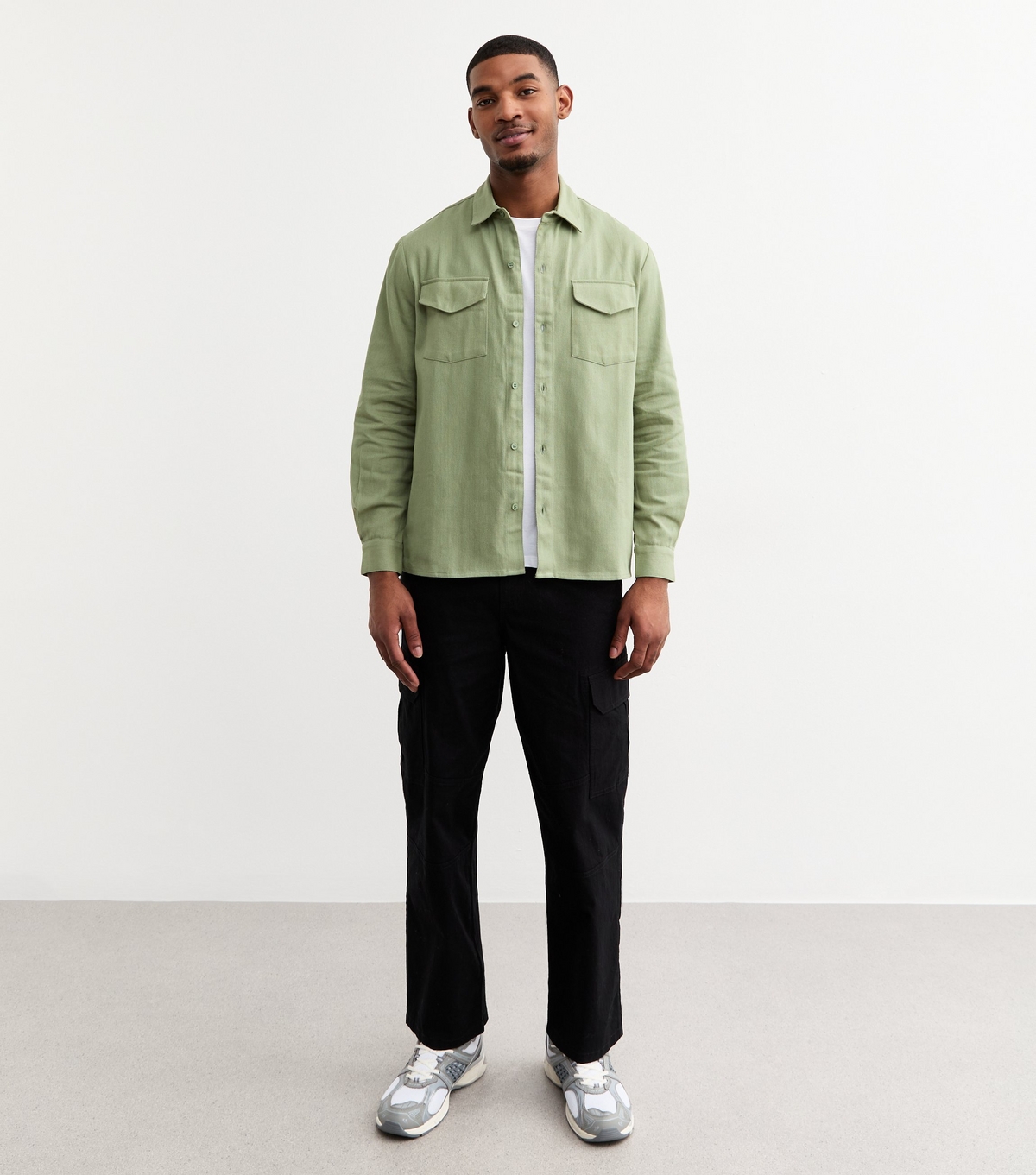 Men's Olive Regular Twill Overshirt New Look