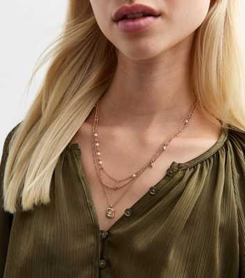 Gold Tone Layered Diamanté Necklace