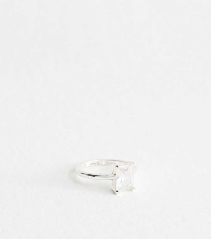 Silver Tone Cubic Zirconia Ring 