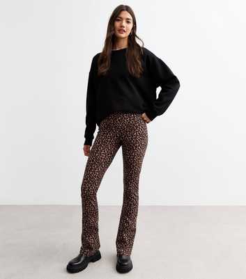 Brown Leopard Print Flared Trousers