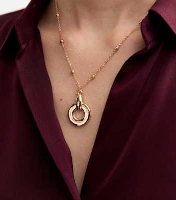 Gold Tone Ball Chain Pendant Necklace