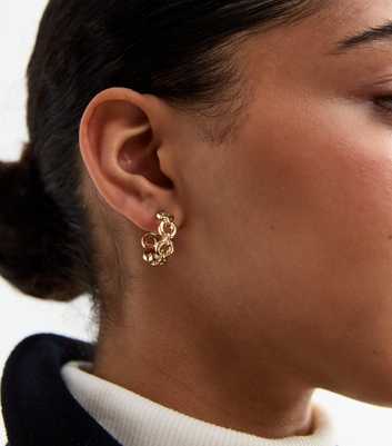 Gold Tone Chain Hoop Earrings 