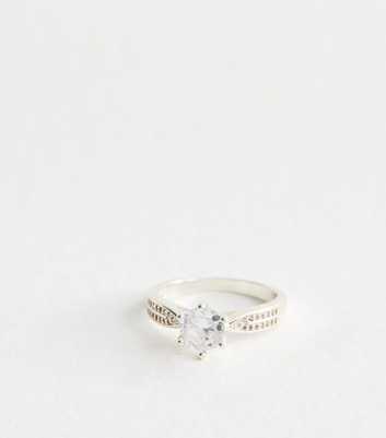 Silver Tone Cubic Zirconia Ring 