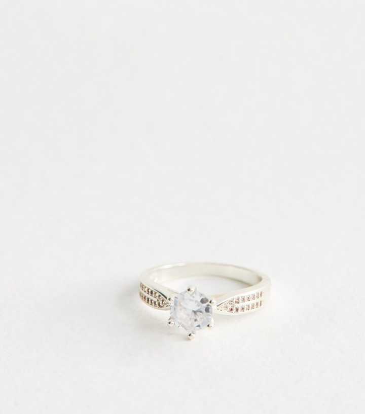 Silver Tone Cubic Zirconia Ring 